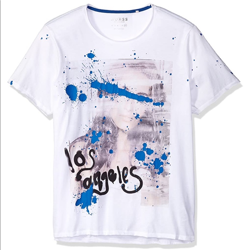 Guess Men Paint splatter white tee size L